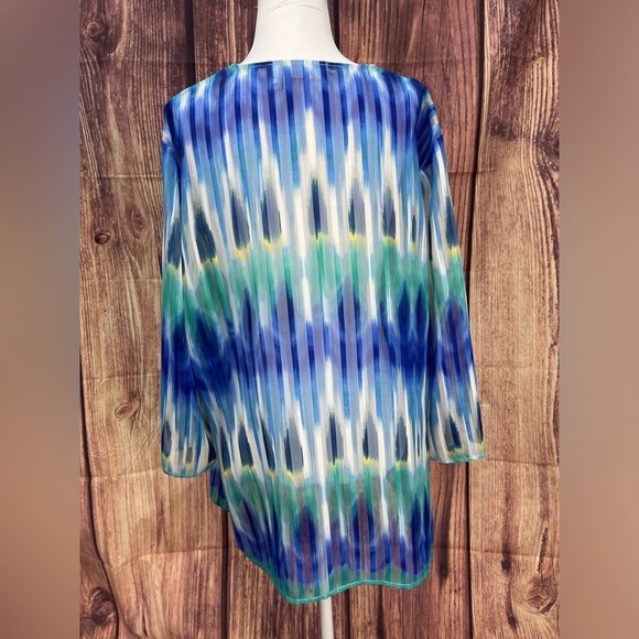 Chico’s metallic Ikat print embellished V-neck sheet blouse women’s size XL - Picture 8 of 17